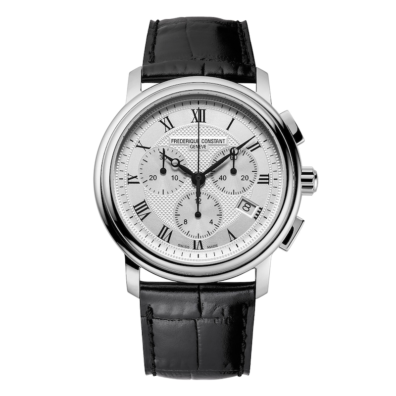 Frederique Constant Classics Black Leather Strap Watch