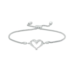 Vera Wang Silver Diamond Heart Adjustable Bracelet