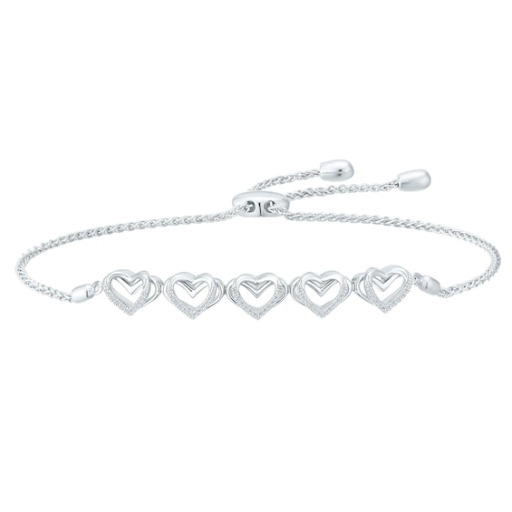 Vera Wang Sterling Silver 7 0.11ct Diamond Bolo Bracelet