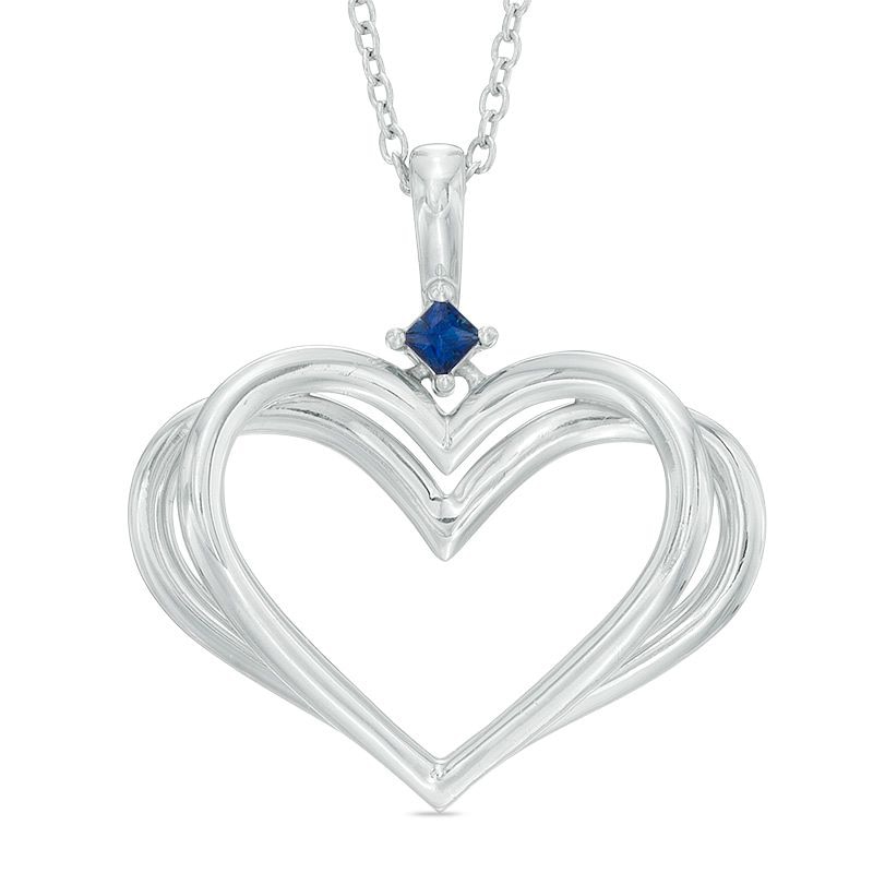 Vera Wang Silver Kindred Heart Sapphire Heart Pendant