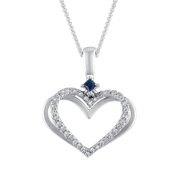 Vera Wang 18ct White Gold Diamond And Sapphire Heart Pendant