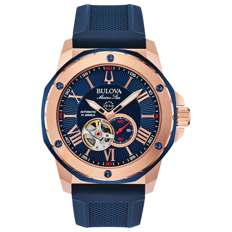 Bulova Marine Star Men's Blue Silicone Strap Watch