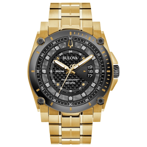 Bulova Precisionist Men’s Yellow Gold Tone Bracelet Watch