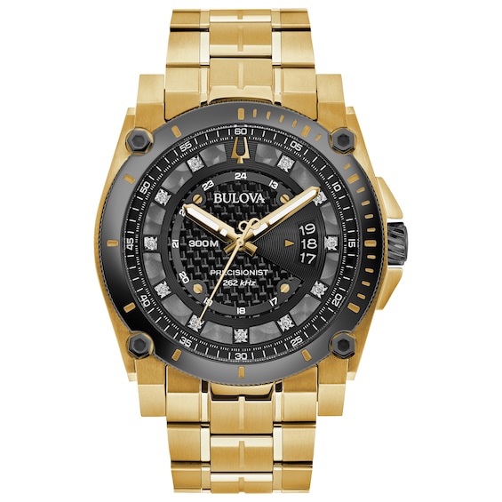 Men's Bulova Precisionist Yellow Gold Tone Bracelet Watch
