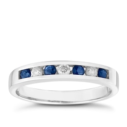 9ct White Gold Sapphire & Diamond Ring