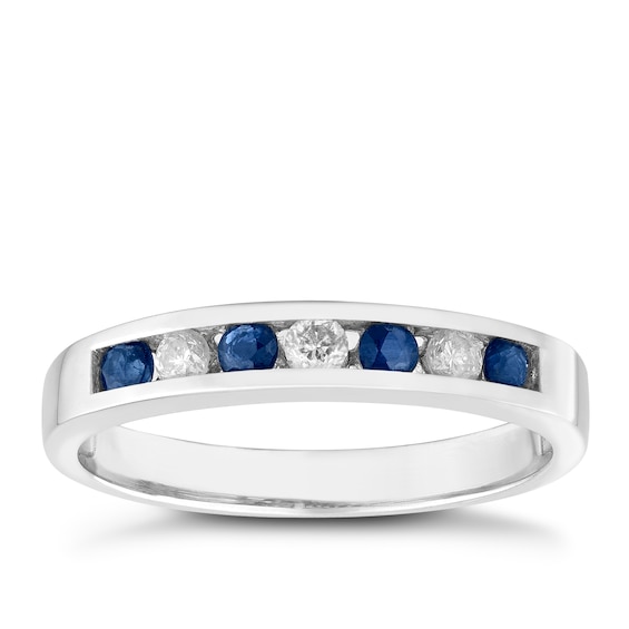 9ct White Gold Sapphire and Diamond Ring