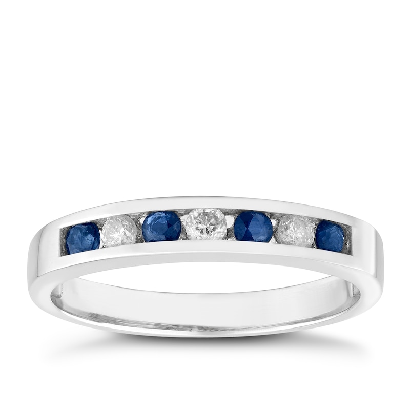 Main Image 1 of 9ct White Gold Sapphire & Diamond Ring