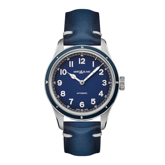 Montblanc 1858 Automatic Blue Leather Strap Watch