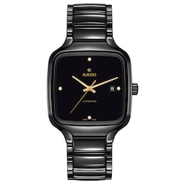 Rado True Square Men's Diamond Black Ceramic Bracelet Watch