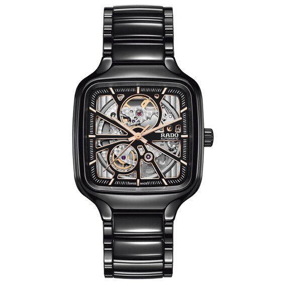 Men's Rado True Square Black Ceramic Bracelet Watch