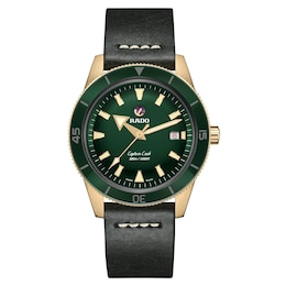 Rado Captain Cook Men's Green Leather Strap Watch