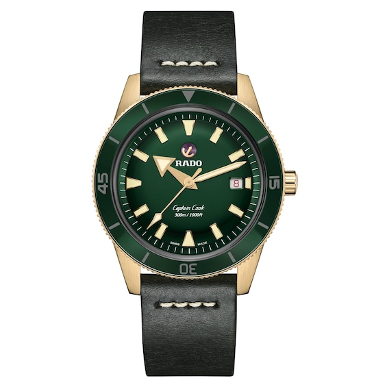 Rado Captain Cook Men’s Green Leather Strap Watch