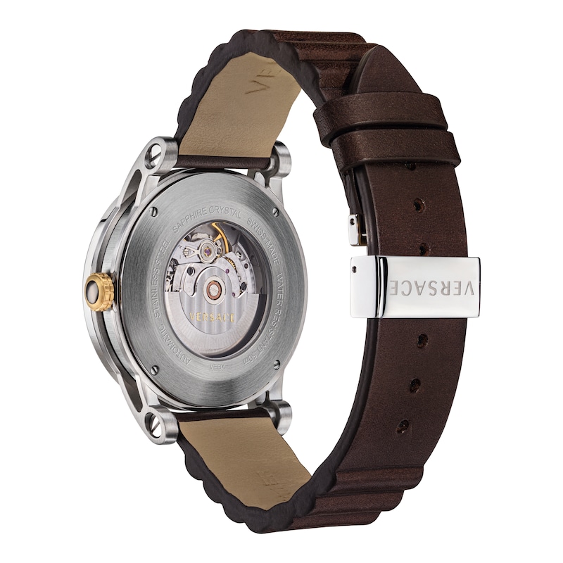 Versace Theros Men's Brown Leather Strap Watch