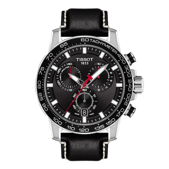 Men's Tissot Supersport Chrono Black Leather Strap Watch