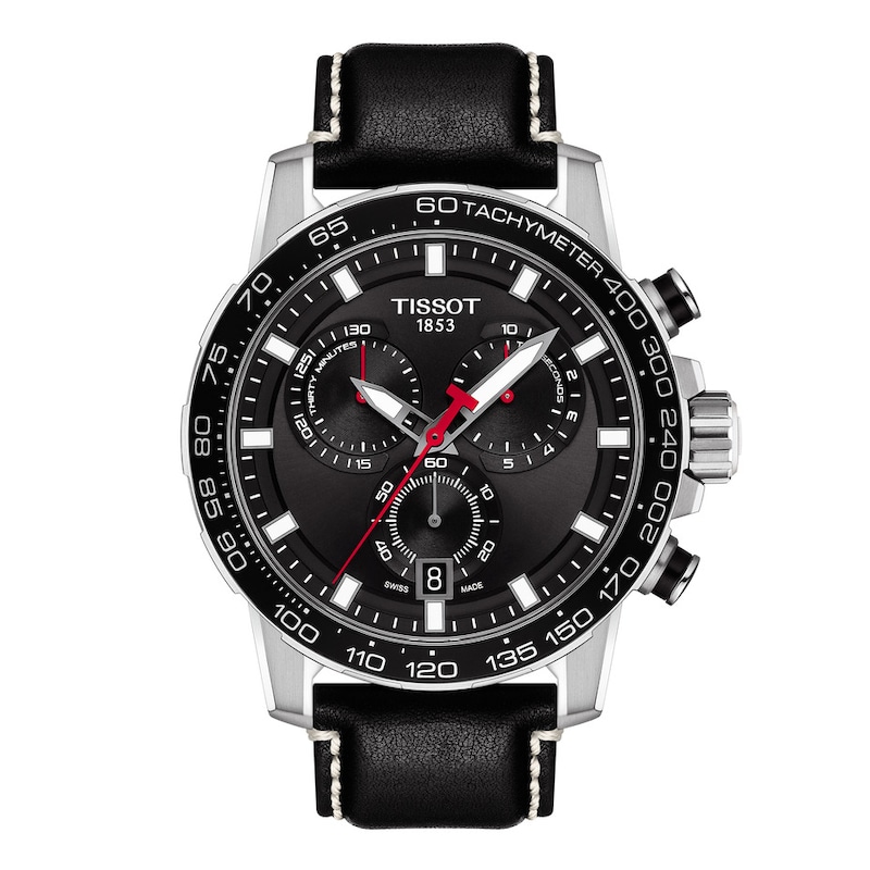 Tissot Supersport Chrono Black Leather Strap Watch