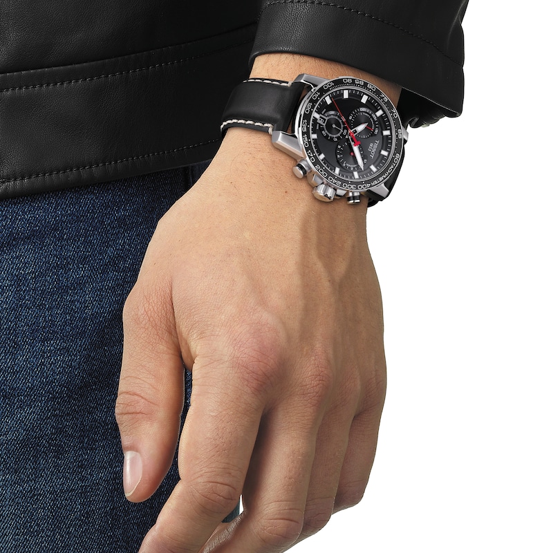 Tissot Supersport Chrono Black Leather Strap Watch