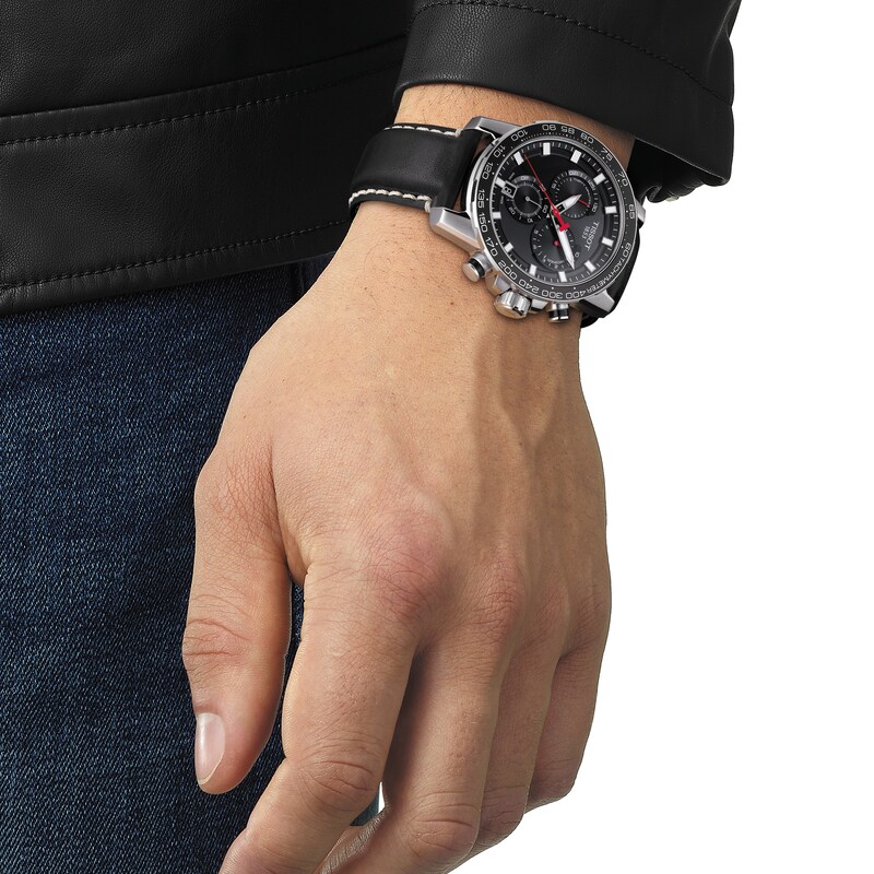 Tissot Supersport Chrono Black Leather Strap Watch