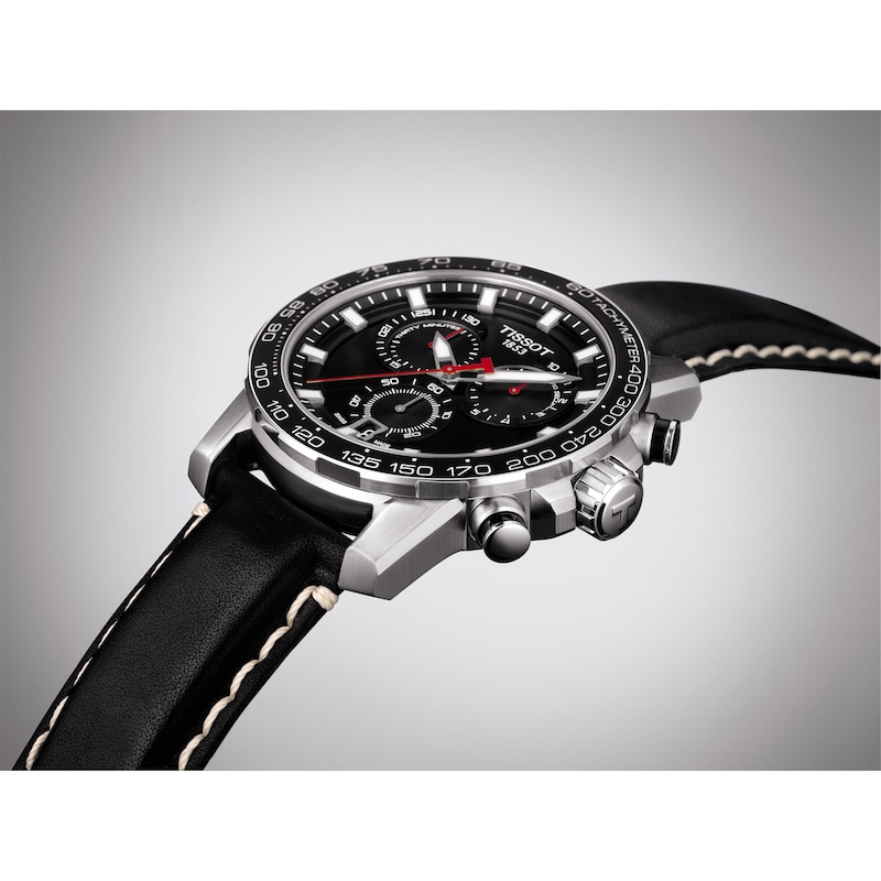 Main Image 5 of Tissot Supersport Chrono Black Leather Strap Watch