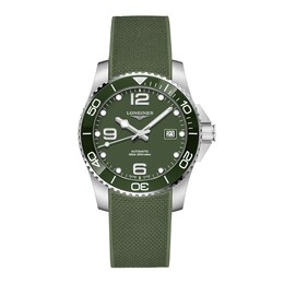 Longines HydroConquest Men's Khaki Rubber Strap Watch