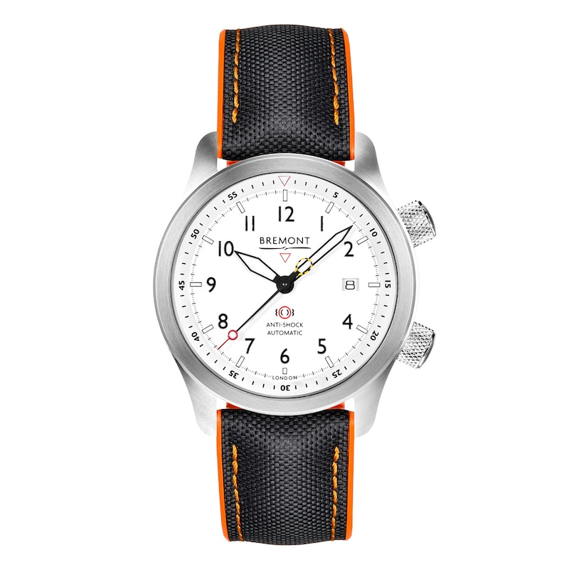 Bremont MBII-BL Men's White Dial Blue & Orange Fabric Strap Watch