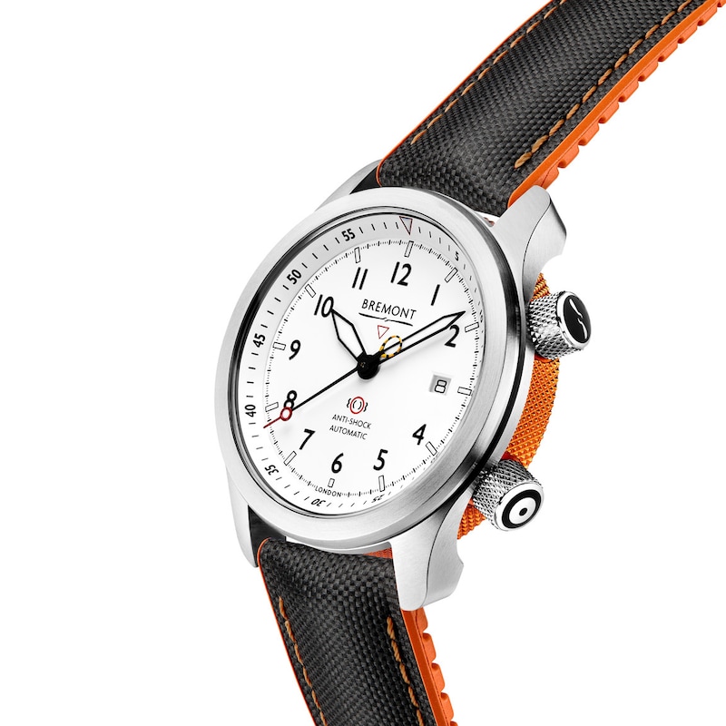 Bremont MBII-BL Men's White Dial Blue & Orange Fabric Strap Watch