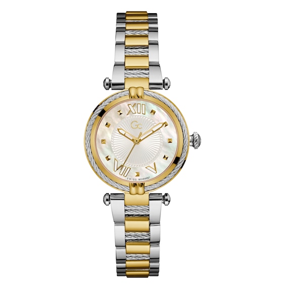 Gc CableChic Ladies Mother Of Pearl Dial Two Tone Bracelet W