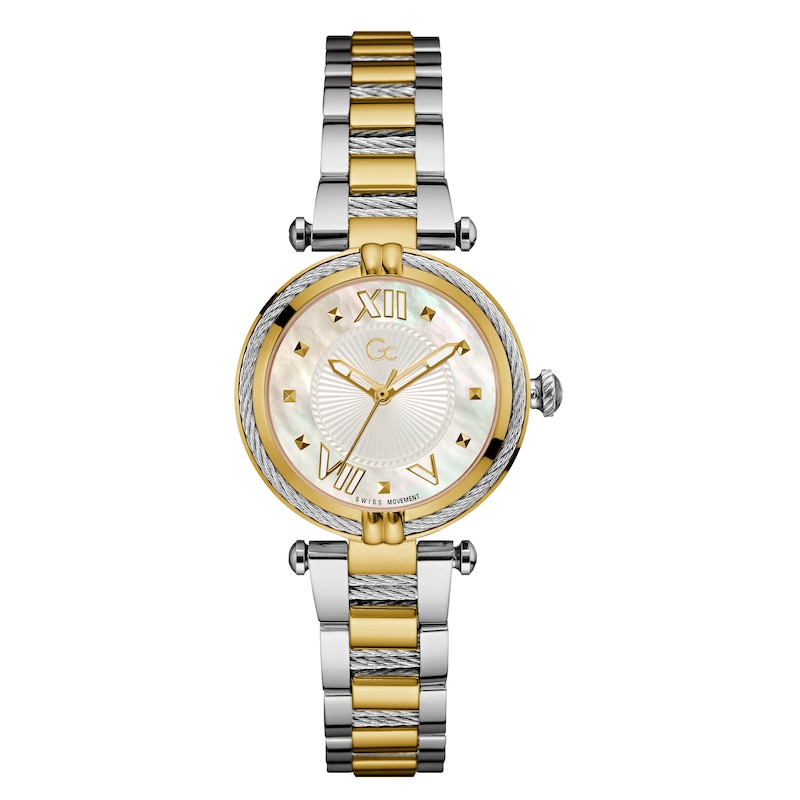 Gc CableChic Ladies' Mother Of Pearl Dial Two-Tone Bracelet Watch