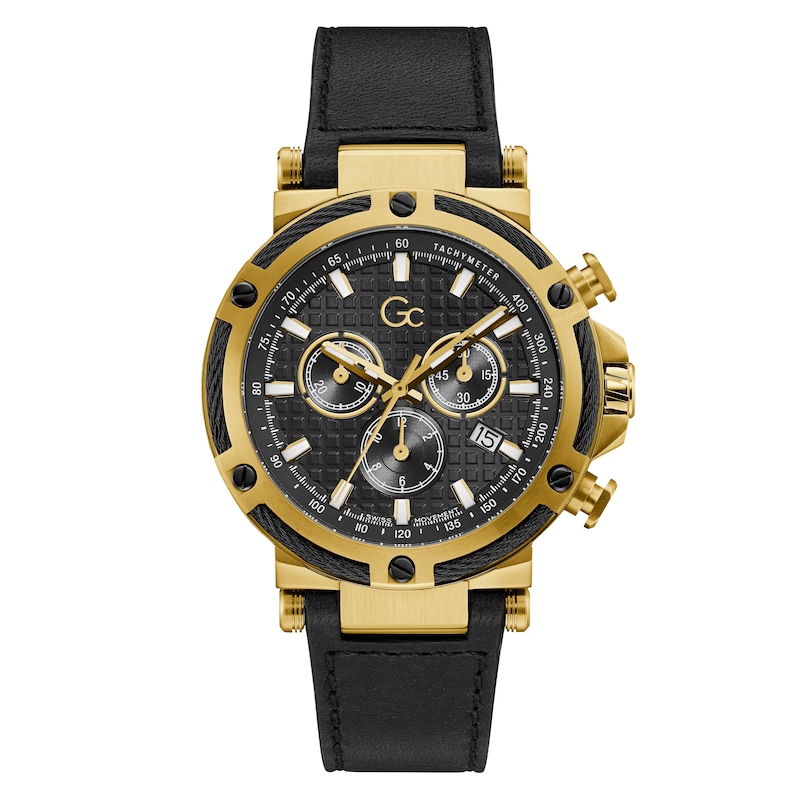 Gc UrbanCode Yachting Chrono Men's Black Leather Strap Watch