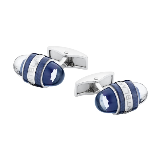Men's Montblanc Starwalker Steel & Blue Lacquer Cufflinks