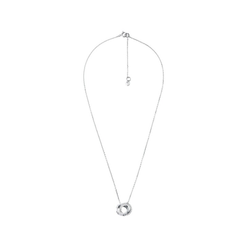 Michael Kors Silver Double Ring CZ Necklace