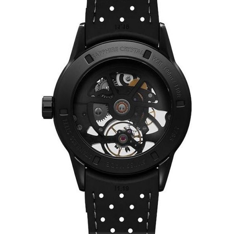 Raymond Weil Freelancer Skeleton Black Rubber Strap Watch