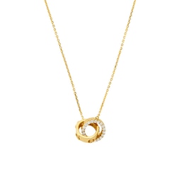 Michael Kors Yellow Gold Plated Double Ring CZ Necklace