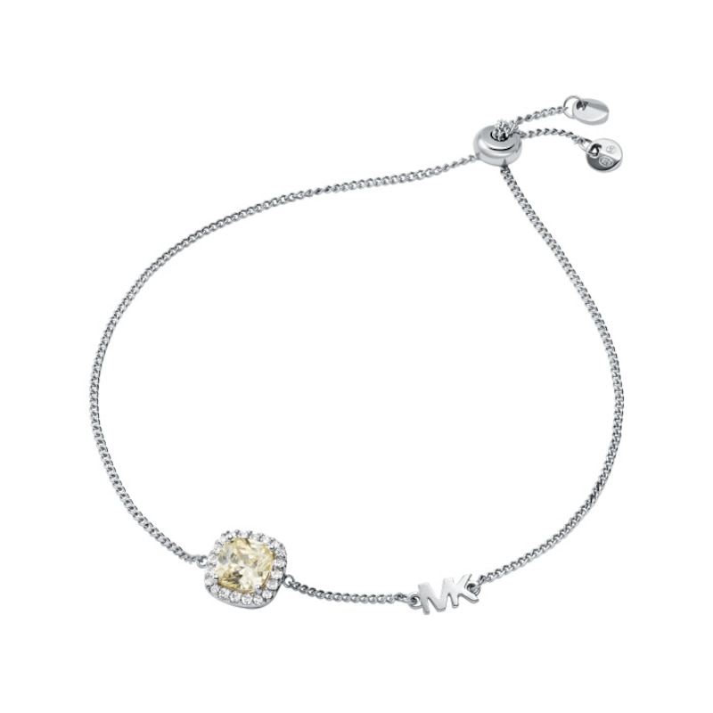 Main Image 1 of Michael Kors Brilliance Sterling Silver 7" Yellow CZ Cushion Bracelet