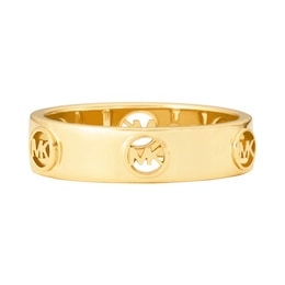 Michael Kors Yellow Gold Plated CZ MK Motif Ring Size Q