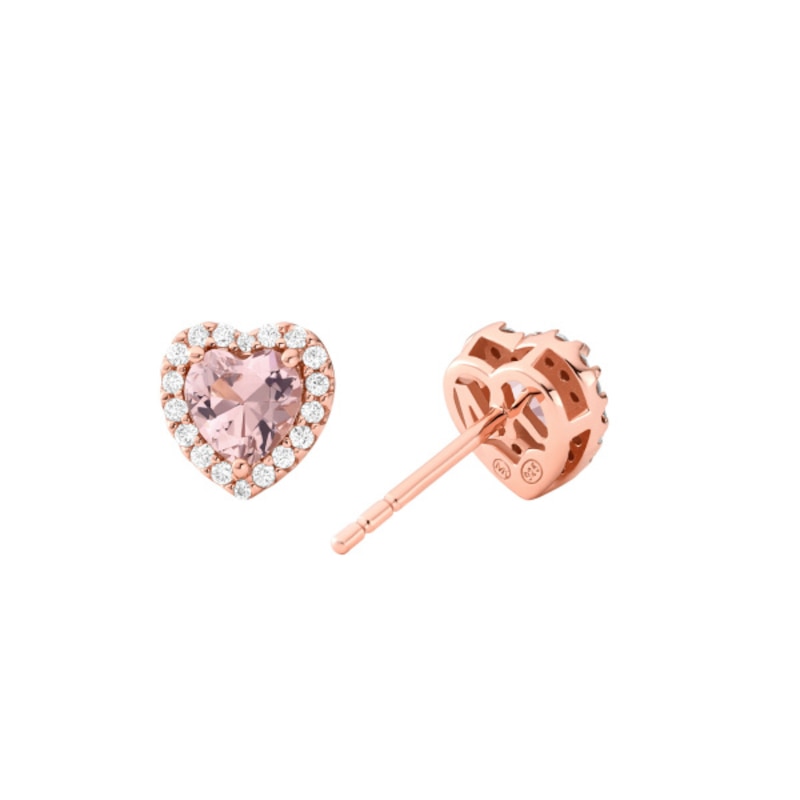 Michael Kors Brilliance Rose Gold Plated CZ Heart Earrings
