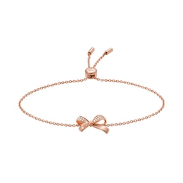 Emporio Armani Rose Gold Silver CZ Bow Slider Bracelet
