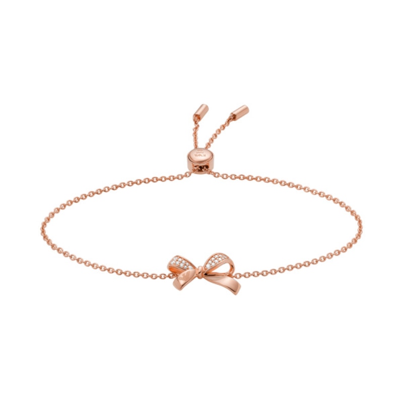 Main Image 1 of Emporio Armani Rose Gold Silver CZ Bow Slider Bracelet