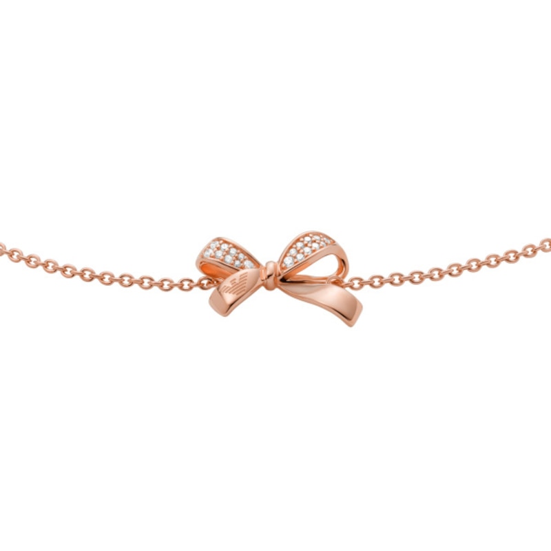 Main Image 2 of Emporio Armani Rose Gold Silver CZ Bow Slider Bracelet