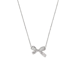 Emporio Armani Silver Cubic Zirconia Bow Necklace