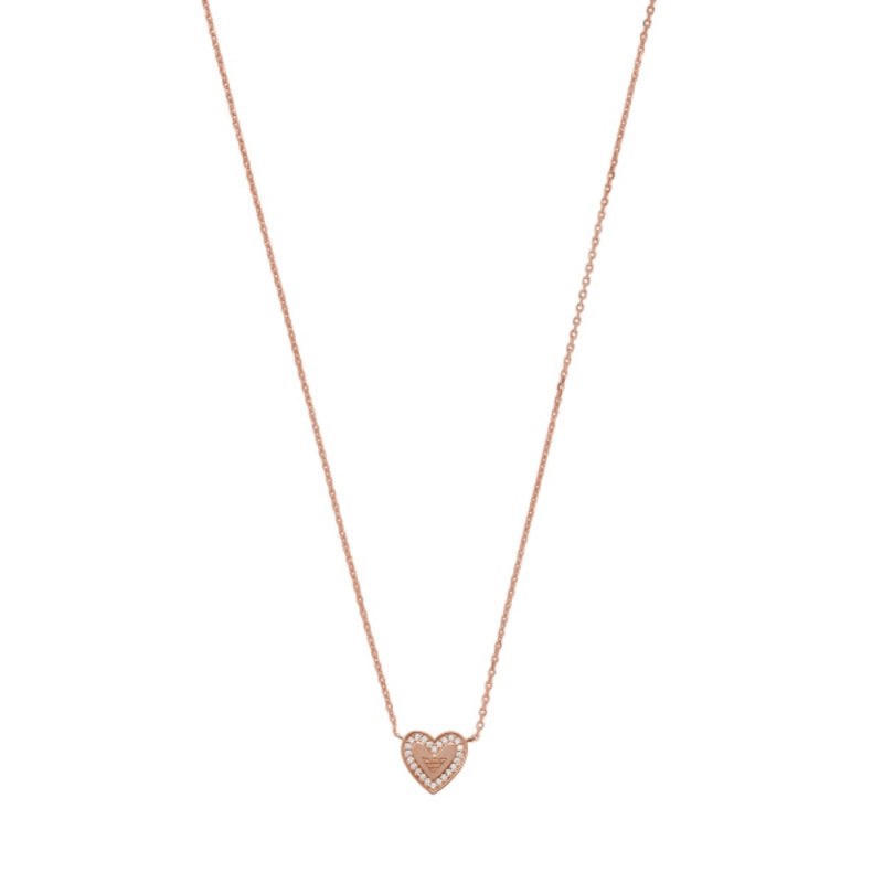 Main Image 1 of Emporio Armani Rose Gold Plated Silver CZ Heart Necklace