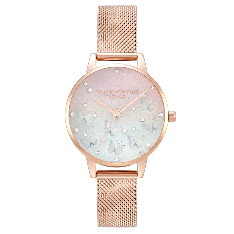Main Image 1 of Olivia Burton Sparkle Butterfly Rose Gold Tone Mesh Watch