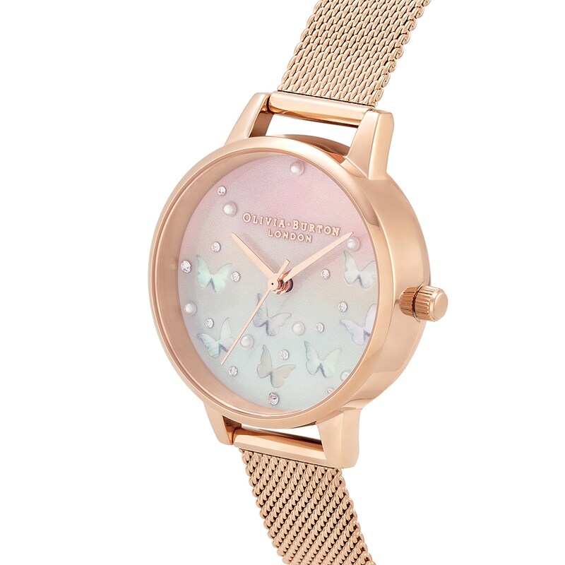 Main Image 2 of Olivia Burton Sparkle Butterfly Rose Gold Tone Mesh Watch