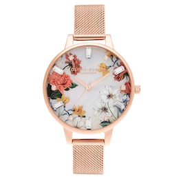 Olivia Burton Sparkle Flower Rose Gold-Tone Bracelet Watch