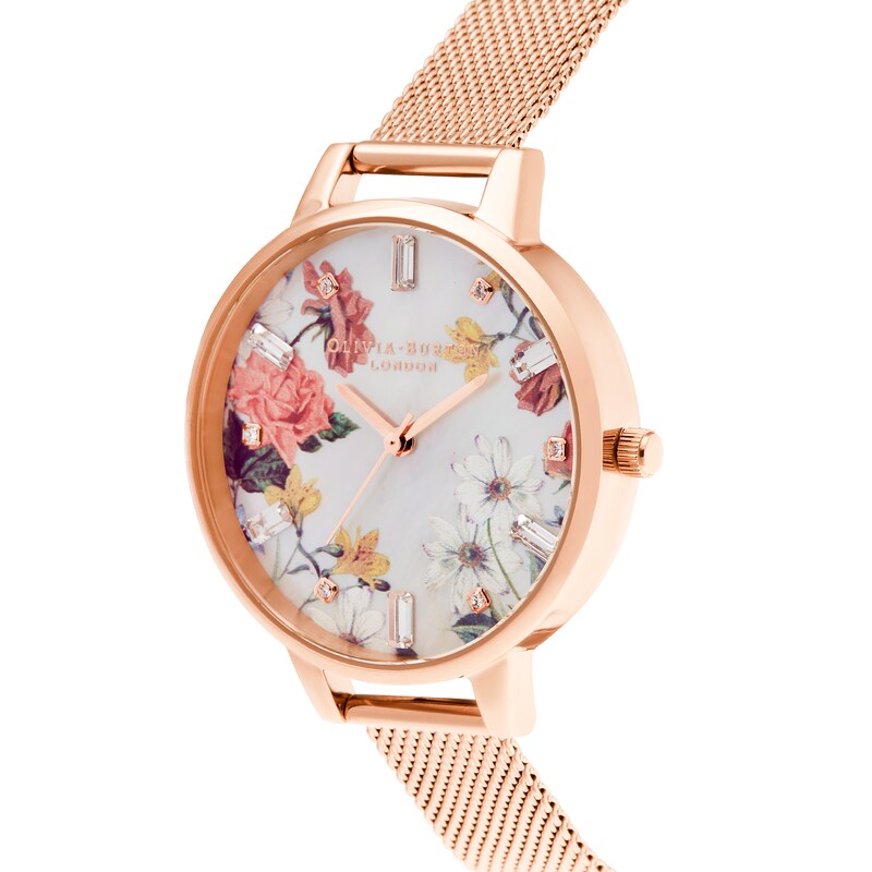 Olivia Burton Sparkle Flower Rose Gold Tone Bracelet Watch