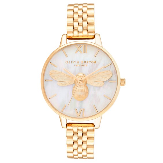 Olivia Burton Lucky Bee Yellow Gold Tone Bracelet Watch