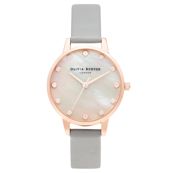 Olivia Burton Classic Ladies’ Grey Leather Strap Watch