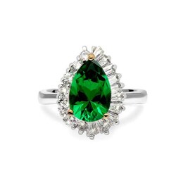 CARAT* LONDON Eleanor Silver Green Stone Ring - Size N