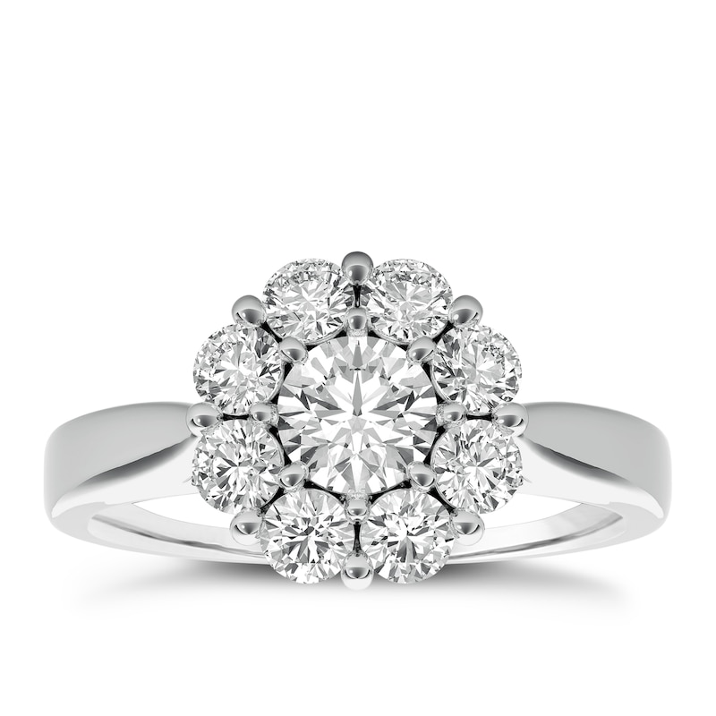 The Diamond Story 18ct White Gold 1ct Diamond Flower Ring