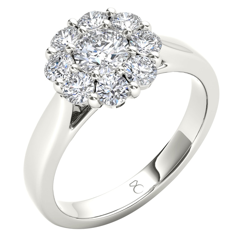 The Diamond Story 18ct White Gold 1ct Diamond Flower Ring