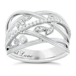 Neil Lane Designs Silver 0.20ct Diamond Leaf Band Ring